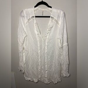 Free People White Blouse with Lace Details
